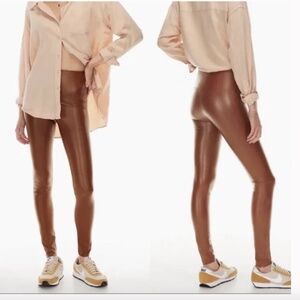 Aritzia Wilfred Free UnReal Vegan Leather Daria Pant Tan Legging Womens Size XS